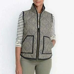 J Crew puffer vest black white herringbone excursion down quilted XXS